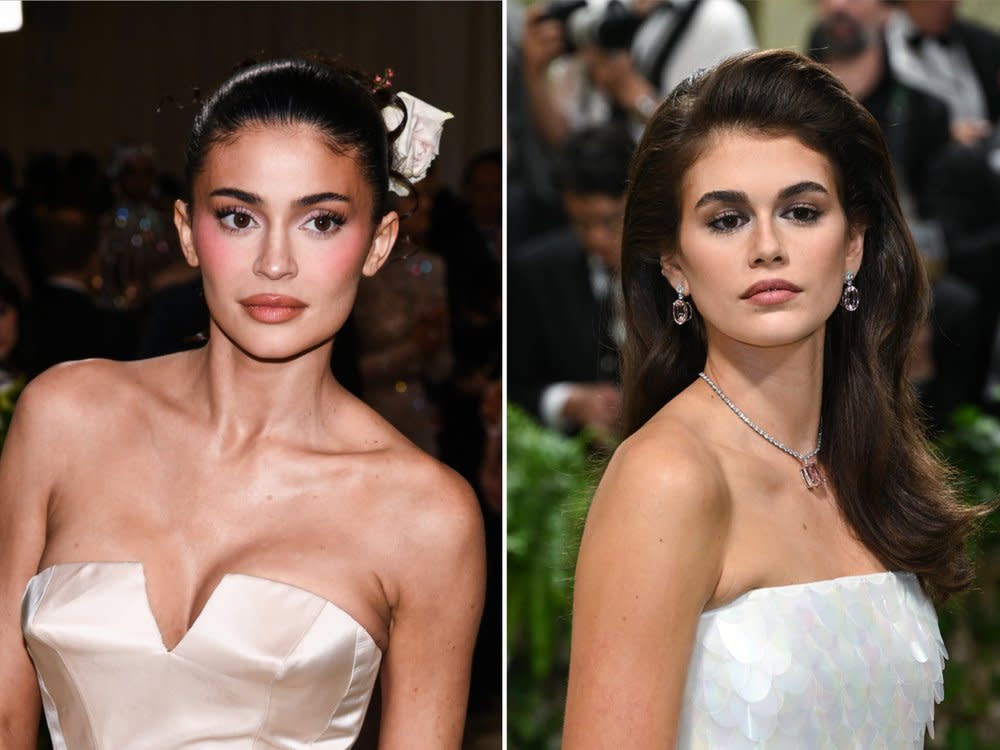 Inspiration für zeitlos schöne Beauty- und Hairstyle-Looks für die Hochzeit: Kylie Jenner (li.) und Kaia Gerber bei der Met Gala 2024. (Bild:  ddp/EMPICS/Doug Peters / Anthony Behar/ddp/Sipa USA)