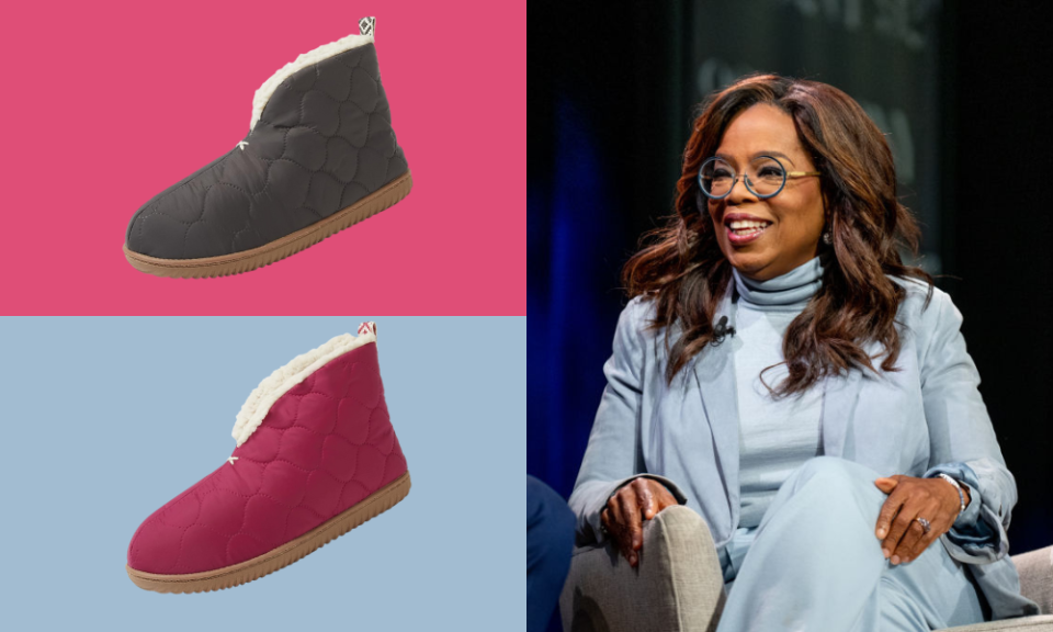 Dearfoams slippers in brown and red/Oprah Winfrey