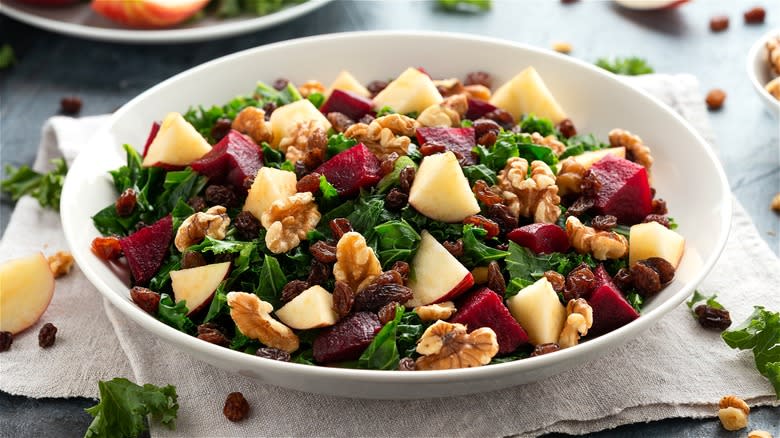 Salad with apples, beets, and walnuts
