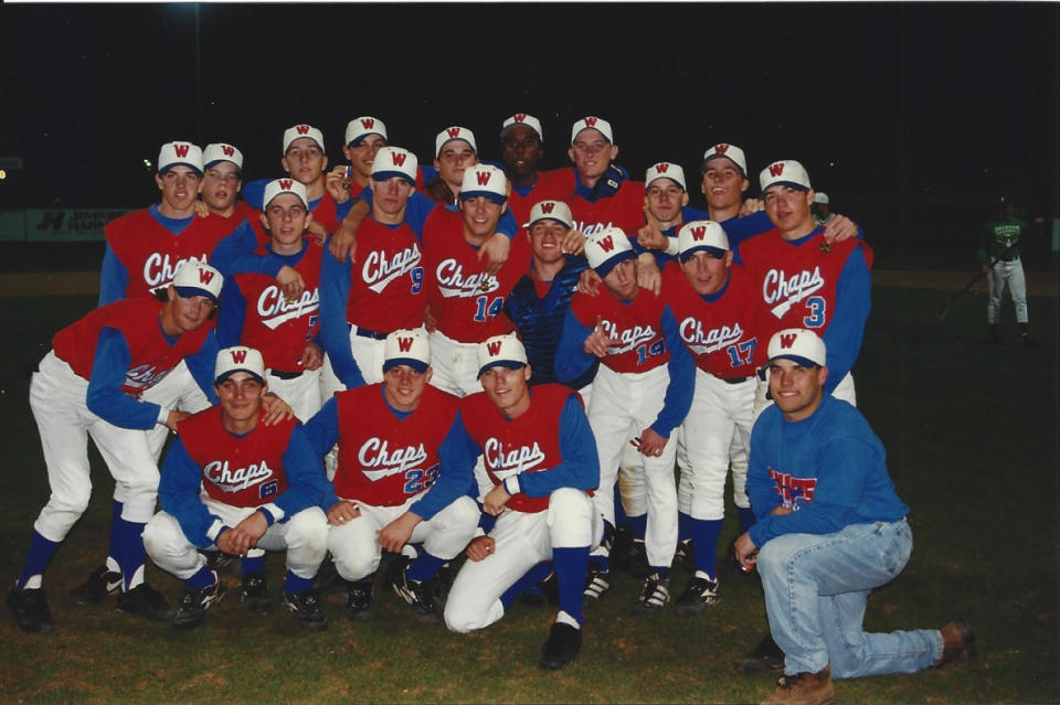 Drew Brees (9) also starred on the Westlake baseball team. His coaches believed he’d have been a pro prospect in that sport too had he focused on it. (photo via Chip and Amy Brees)