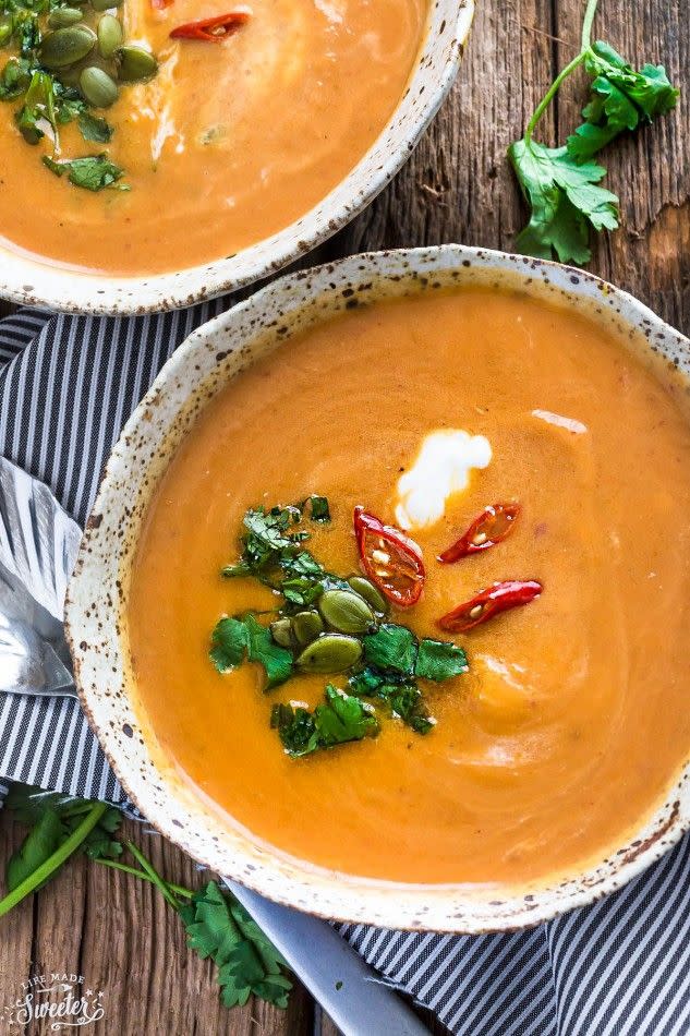 Slow Cooker Butternut Squash and Sweet Potato Soup