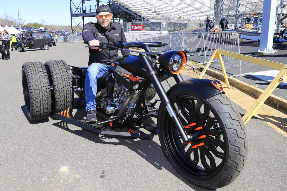 MARTINSVILLE, VA - MARCH 23:  Grand Marshal Paul Teutul, Jr. prior to giving the command to the drivers to start their engines for the 21st running of the NASCAR Gander Outdoors Truck Series TruNorth Global 250 race on March 23, 2019 at the Martinsville Speedway in Martinsville, VA.  (Photo by David John Griffin/Icon Sportswire via Getty Images)