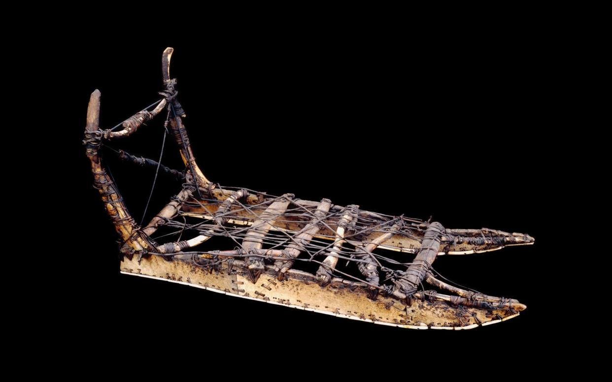 Sledge made of bone, ivory, sealskin and driftwood. Inughuit, Baffin Bay, North Greenland. 1818 - Trustees of the British Museum