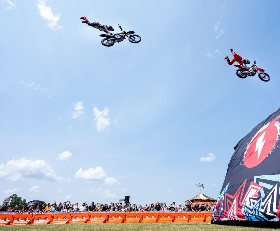 Nitro Circus performs stunts at the Harley-Davidson Homecoming Festival celebrating the company's 120th anniversary on Friday July 14, 2023 at Veterans Park in Milwaukee, Wis.