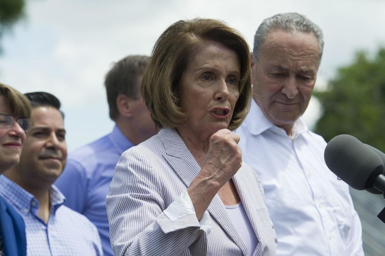 House Minority Leader Nancy Pelosi speaks in Berryville, Virginia to unveil the Democrats new agenda: AP