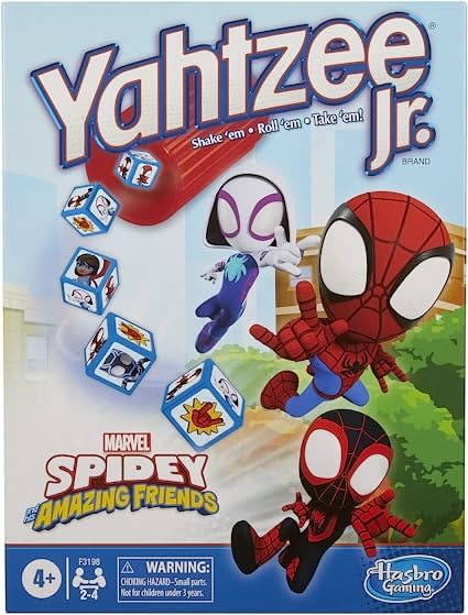 game cover showing Yahtzee and Spiderman