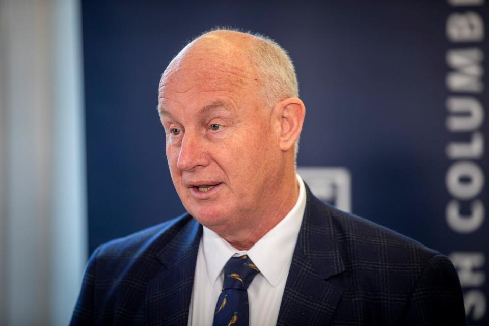 Mike Farnworth, BC Minister of Public Safety and Solicitor General, is pictured during an announcement at the Centre for Gambling Research at the University of British Columbia in Vancouver, British Columbia on Tuesday, December 5, 2023. 