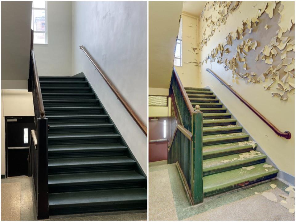 Before and after of the staircase.