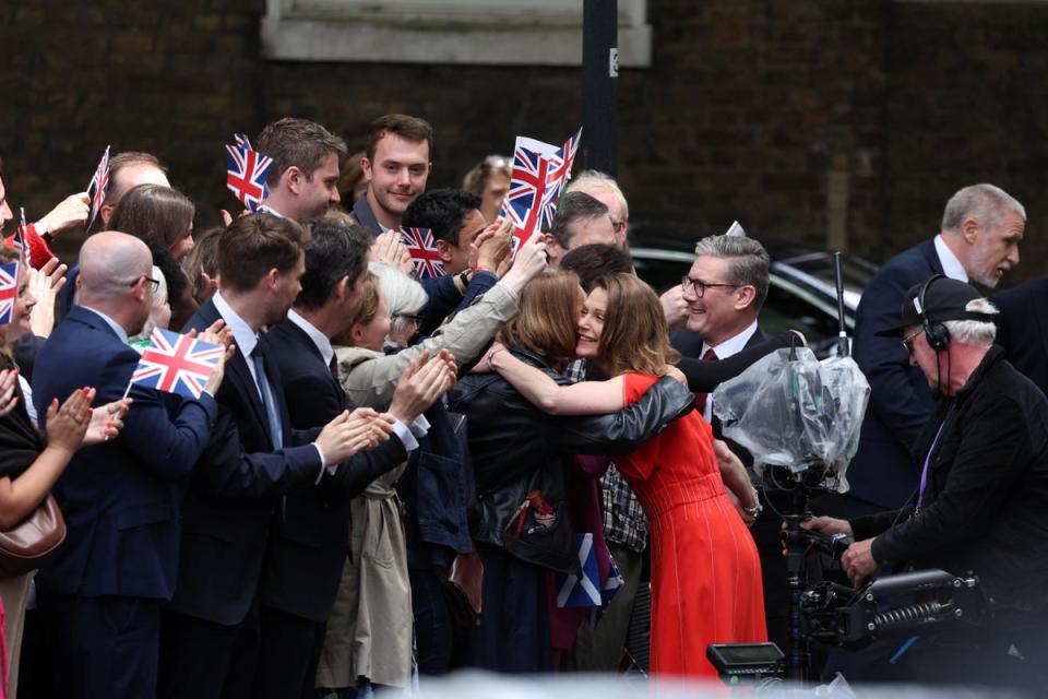 <p>British Prime Minister Keir Starmer and his wife Victoria Starmer arrive at Number 10 Downing Street</p> (REUTERS)