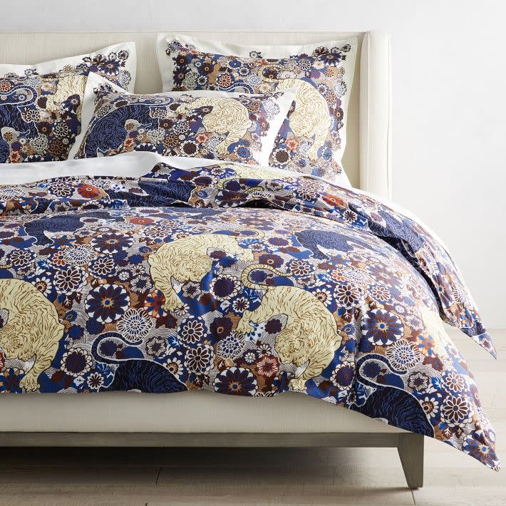 4) The House of Scalamandre Siberian Tiger Organic Duvet Cover & Shams