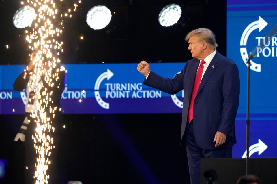 Former President Donald Trump speaks July 15 at the Turning Point Action conference in West Palm Beach, Fla.