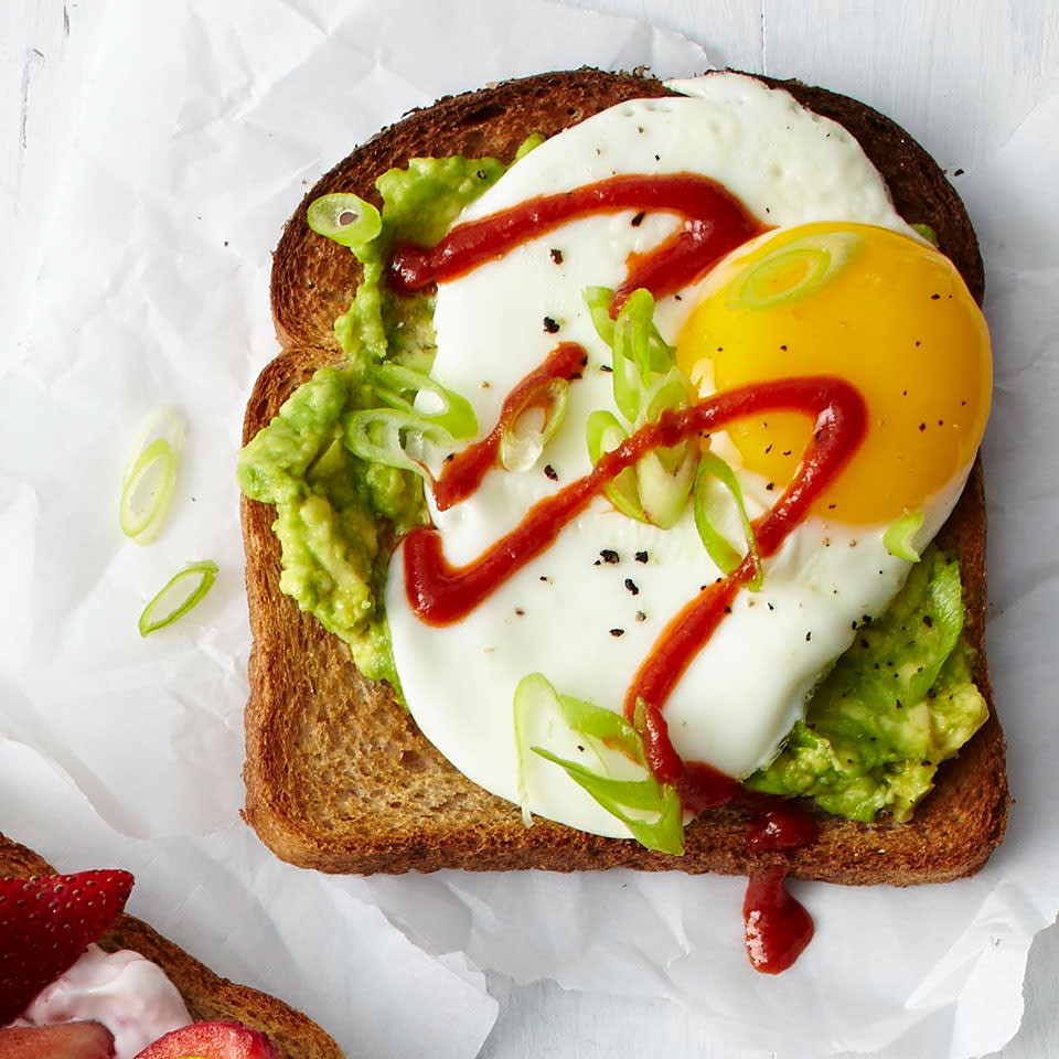 <p>Try it once and we think you'll agree: Topping avocado toast with an egg is a near-perfect breakfast. <a href="https://www.eatingwell.com/recipe/267169/avocado-egg-toast/" rel="nofollow noopener" target="_blank" data-ylk="slk:View Recipe;elm:context_link;itc:0;sec:content-canvas" class="link ">View Recipe</a></p>