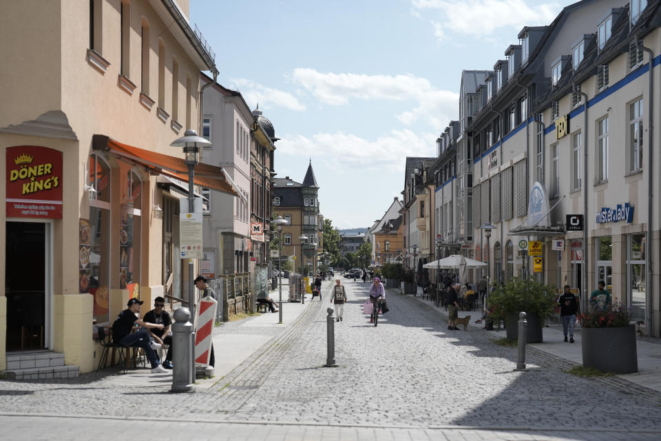 FILE - Sonneberg, a small town in the eastern German federal state of Thuringia, is seen on July 5, 2023. The far-right Alternative for Germany, or AfD, candidate Robert Sesselmann was elected as a local county administrator in Sonneberg county on June 25, 2023. Millions of Germans have joined rallies all over the country for weeks in a row, attending events with slogans such as "Never Again is Now." The protesters have been alarmed by the AfD's policies and its growing popularity. (AP Photo/Markus Schreiber, File)