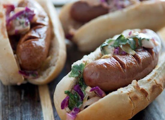 Give hot dogs an Asian twist with a topping of spicy slaw, which includes fennel, cabbage and chiles.    <strong>Get the Recipe for <a href="http://www.huffingtonpost.com/2011/10/27/hot-dogs-and-spicy-slaw_n_1057375.html" target="_hplink">Hot Dogs and Spicy Slaw</a></strong>        