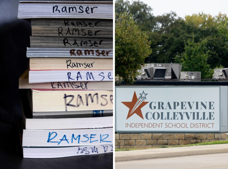 Ramser and other teachers said they were troubled when the Grapevine-Colleyville school district adopted a sweeping new policy restricting books and classroom discussions on race and gender. (Allison V. Smith for NBC News)