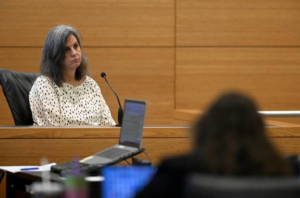 Ashley Benefield’s mother, Alicia Byers, testifies for the state on the second day of her trial for the second-degree murder of her husband, Doug Benefield, in 2020 at the Manatee County Judicial Center, July 24, 2024.