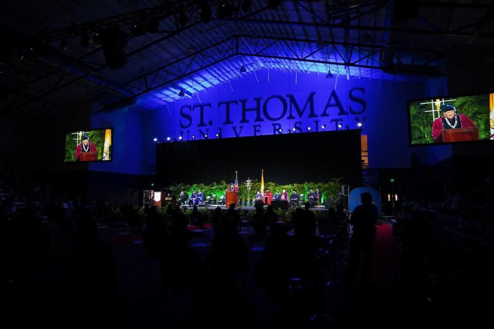 In-person graduation ceremony held on St. Thomas University’s campus in December 2020.