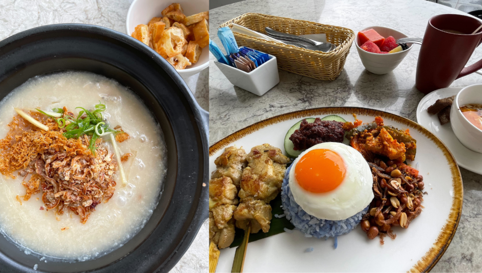 No buffet breakfast, but choose from a menu of healthy and yummy breakfast set. Don't miss the barramundi oat porridge (left)! (Photo: Stephanie Zheng)