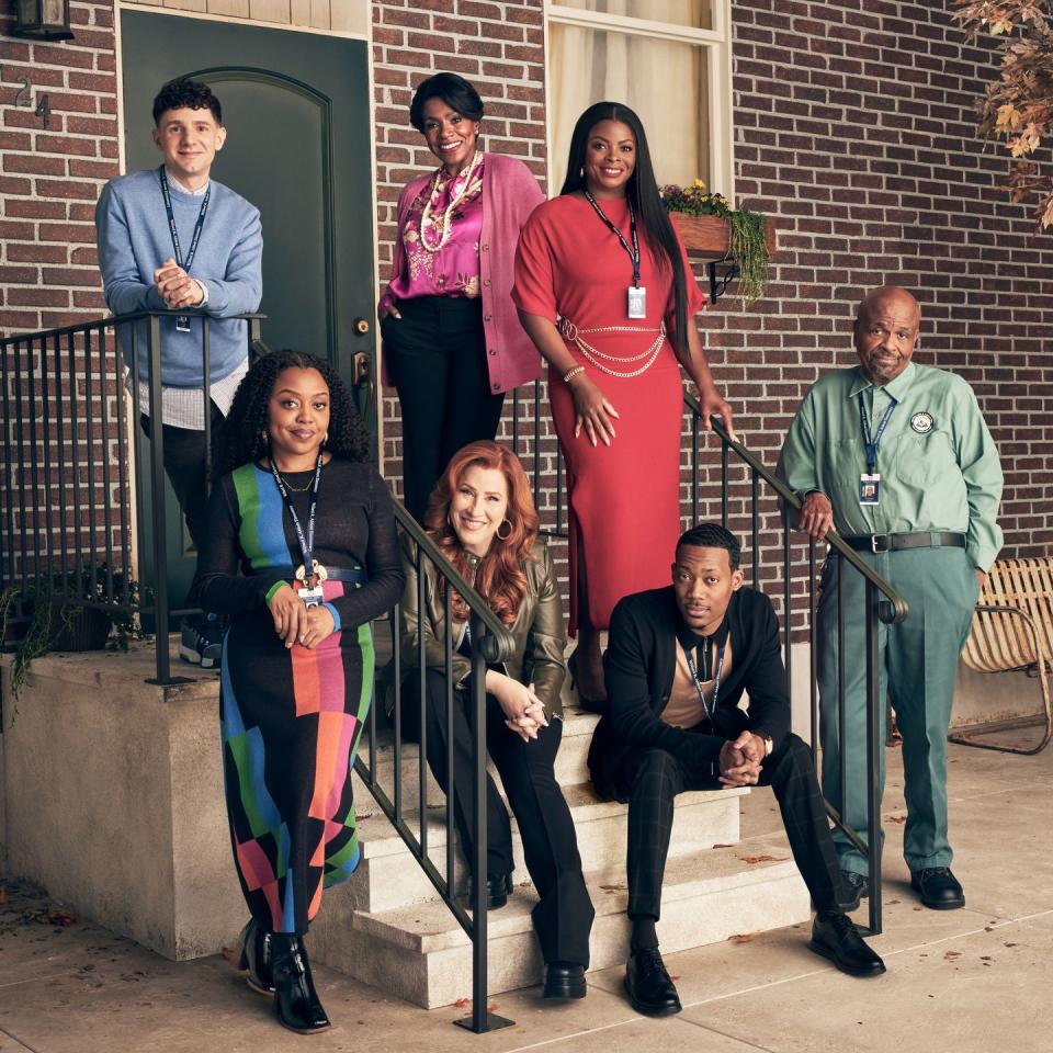 quinta brunson as janine, sheryl lee ralph as barbara, tyler james williams as gregory, janelle james as ava, lisa ann walter as melissa, chris perfetti as jacob, william stanford davis as mr johnson, abbott elementary season 3