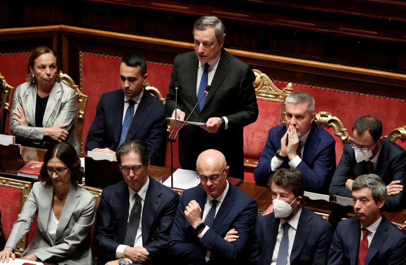 Italian PM Draghi addresses Senate in Rome