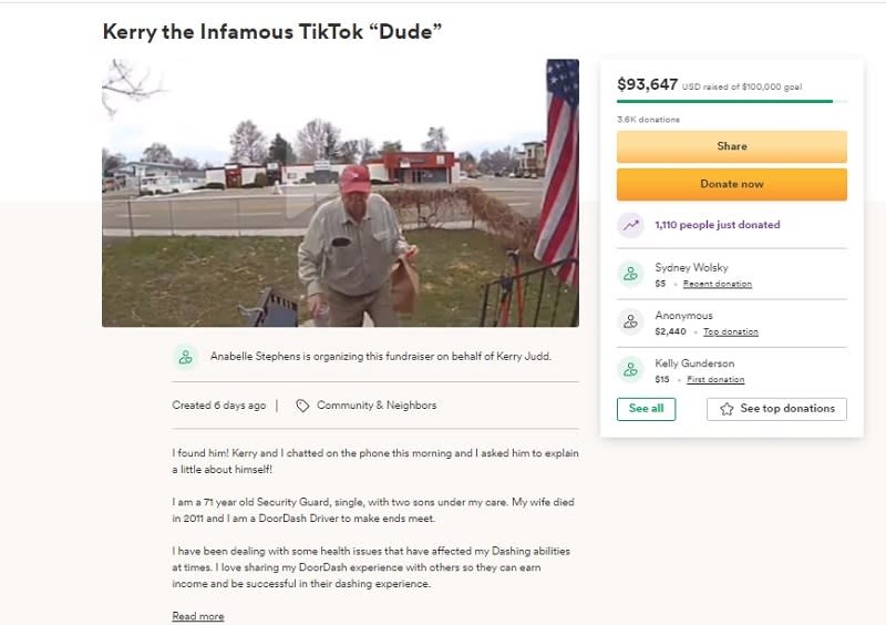 Many have since donated to the GoFundme page that was created by Stephens to help Judd. ― Screengrab via gofundme