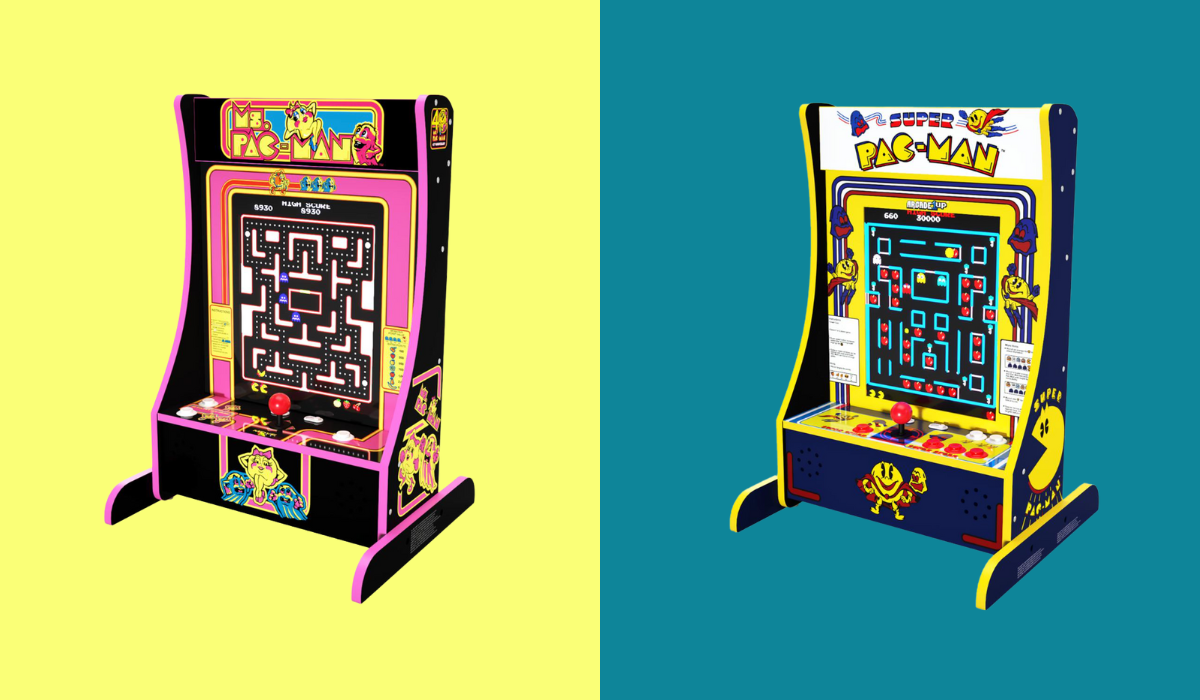 Arcade1Up Ms. Pacman and Super Pac-Man games.