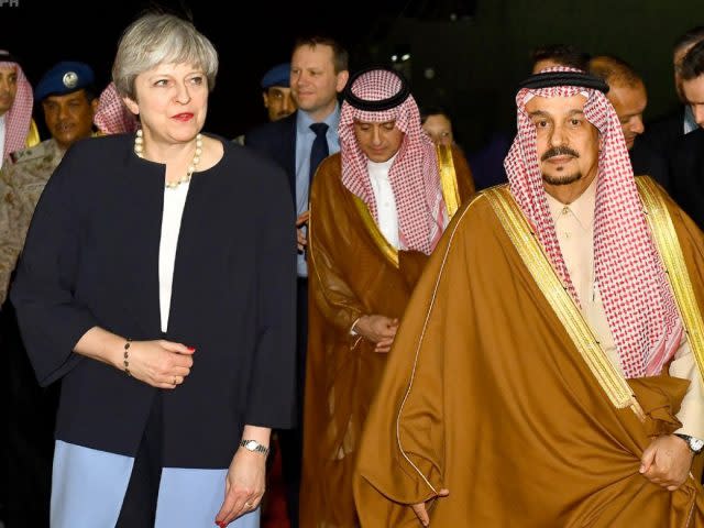 Prime Minister Theresa May with Saudi King Salman in Riyadh