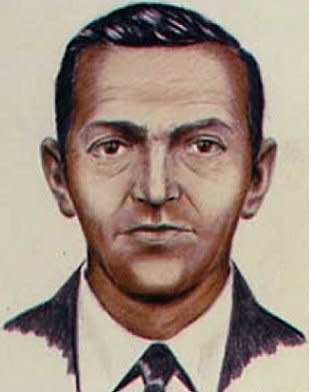 On November 24, 1971, a passenger who became known as "D.B. Cooper" hijacked a Northwest Airlines flight from Portland, Ore., parachuted south of Seattle with a $200,000 ransom collected from the airline -- and disappeared. Composite Image courtesy of the FBI