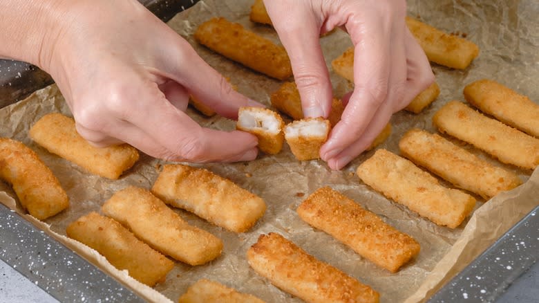 fish sticks on parchment paper