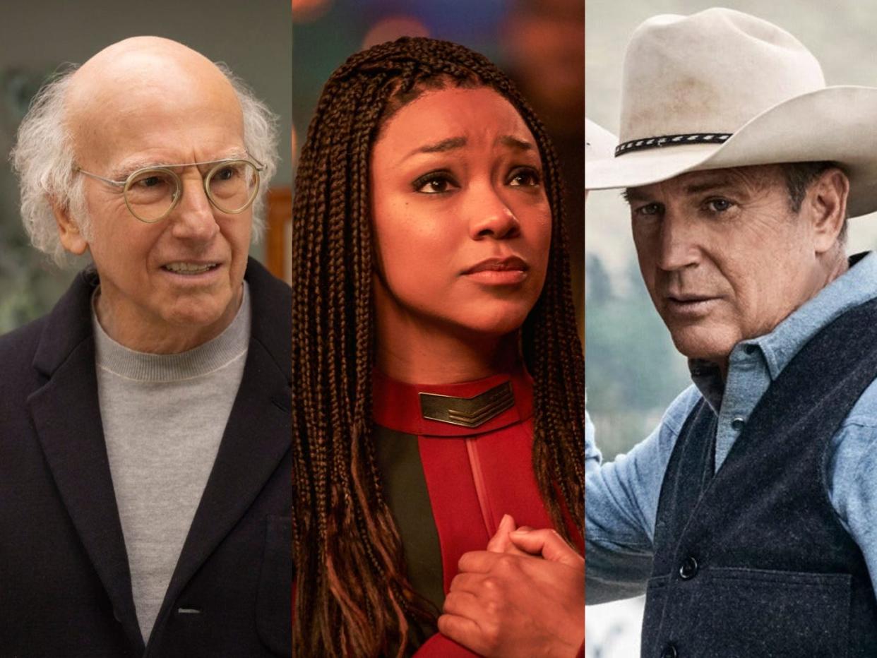 Larry David in "Curb Your Enthusiasm," Sonequa Martin-Green in "Star Trek: Discovery" and Kevin Costner in "Yellowstone."