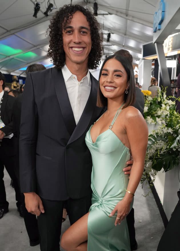 Cole Tucker and Vanessa Hudgens at the 28th Screen Actors Guild Awards on Feb. 27, 2022, in Santa Monica, California.