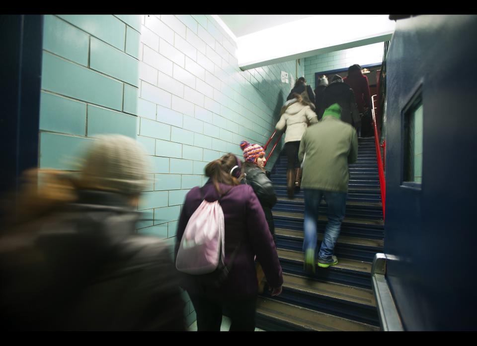 The New York City Department of Homeless Services assisted by volunteers puts on a homeless count in the borough of Manhattan's Murray Hill neighborhood Jan. 30, 2012. (Damon Dahlen, AOL)