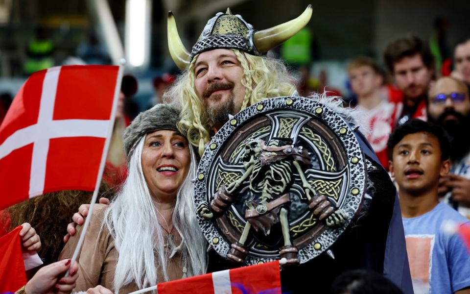 Denmark fans inside the stadium before the match - Wolfgang Rattay/Reuters