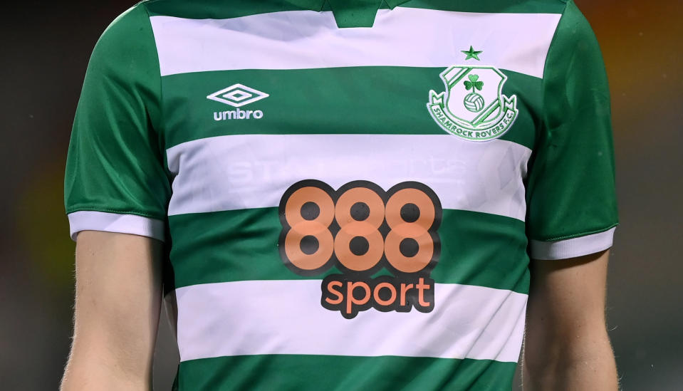 Shamrock Rovers jersey featuring the club's main sponsor 888sport. Photo: Stephen McCarthy/Sportsfile via Getty