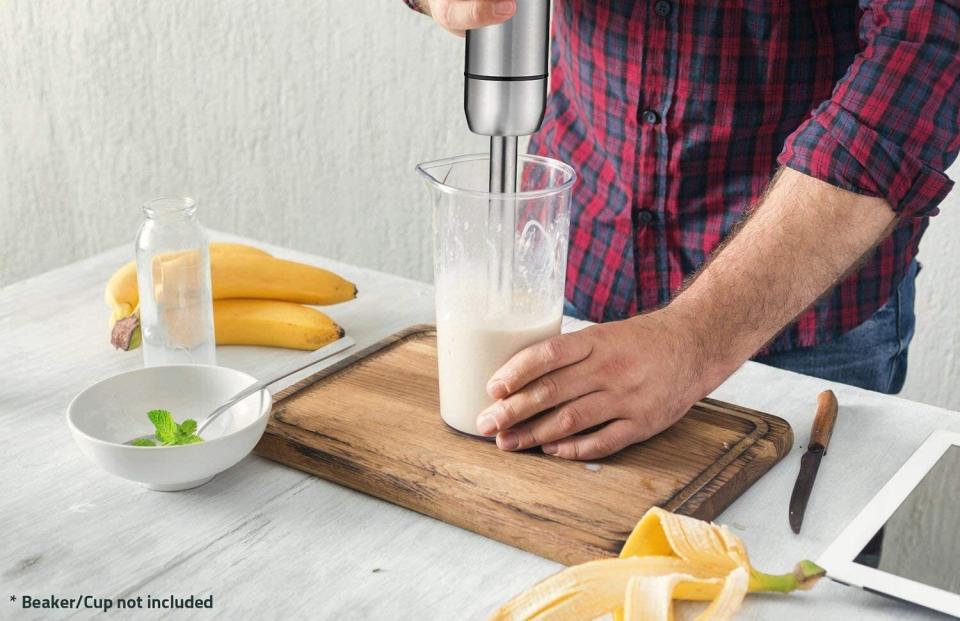 Now you can recreate your favorite takeout soup any time you want &mdash; broccoli cheddar in a bread bowl, here we come!<br /><br /><strong>Promising review:</strong> "Amazing blender! I've had other (cheap) models of immersion blenders. While they did what they were supposed to do, they did not have quality that this Mueller one has. I absolutely ADORE that the piece that does the work is all stainless, not cheap plastic. I use mine mostly for doing soups, and it does a wonderful job even on 'tough' kohlrabi. I highly recommend this to anyone looking for a GOOD immersion blender!" &mdash; <a href="https://amzn.to/3ne9gkv" target="_blank" rel="noopener noreferrer">Judy D.<br /></a><br /><strong>Get it from Amazon for <a href="https://amzn.to/3aymcMC" target="_blank" rel="noopener noreferrer">$29.97</a>.</strong>