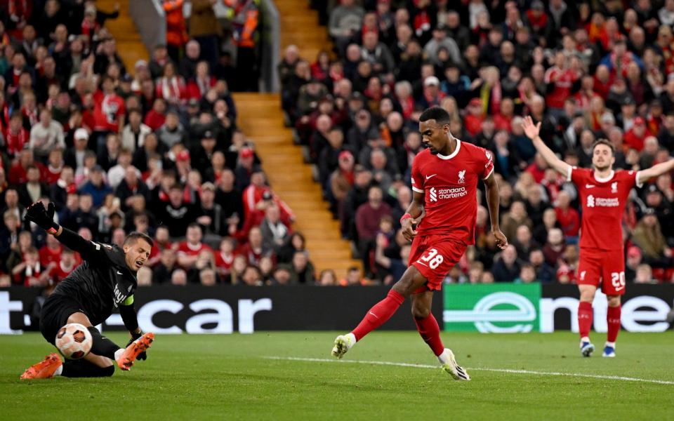 Ryan Gravenberch gives Liverpool the lead against Union SG - Liverpool make hard work of Europa League win over Union SG