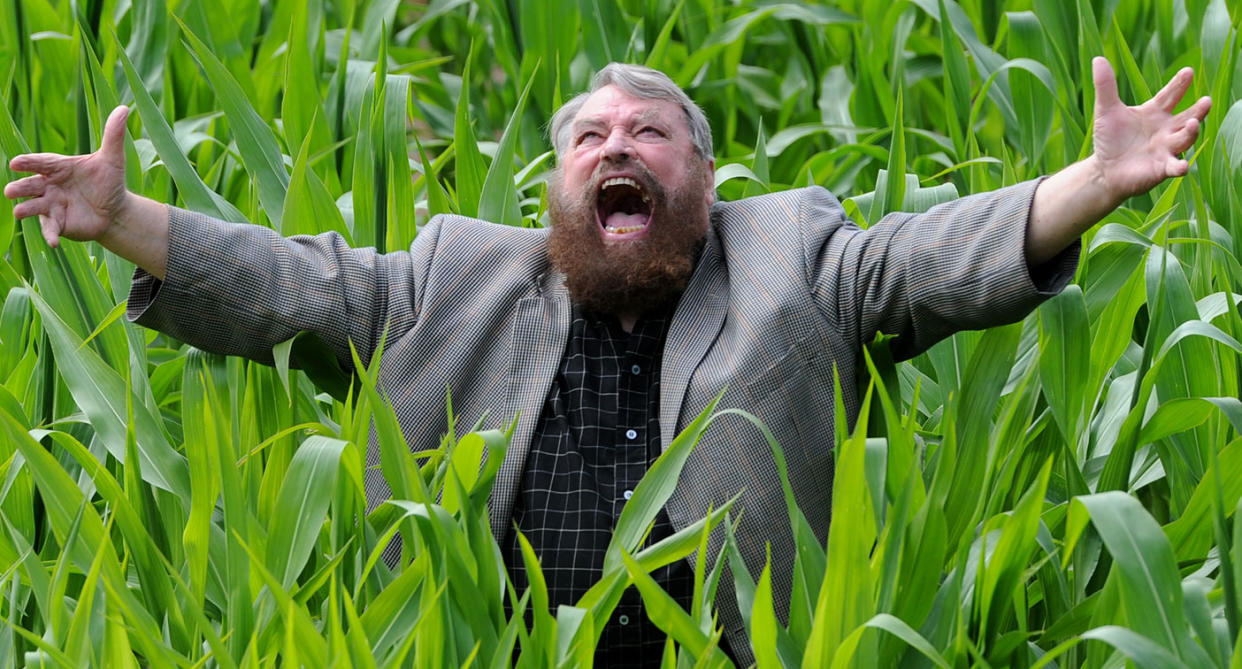 Brian Blessed stands inside farmer Tom Pearcy's Maze on July 11, 2014. (Anna Gowthorpe/Getty Images) 