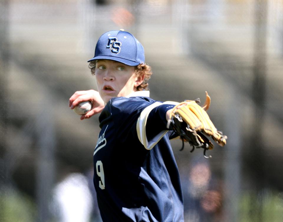 Pittsford Sutherland sophomore Paul Byrne, shown here pitching during the regular season, pitched five of seven innings and was named Most Valuable Player during the sectional finals.