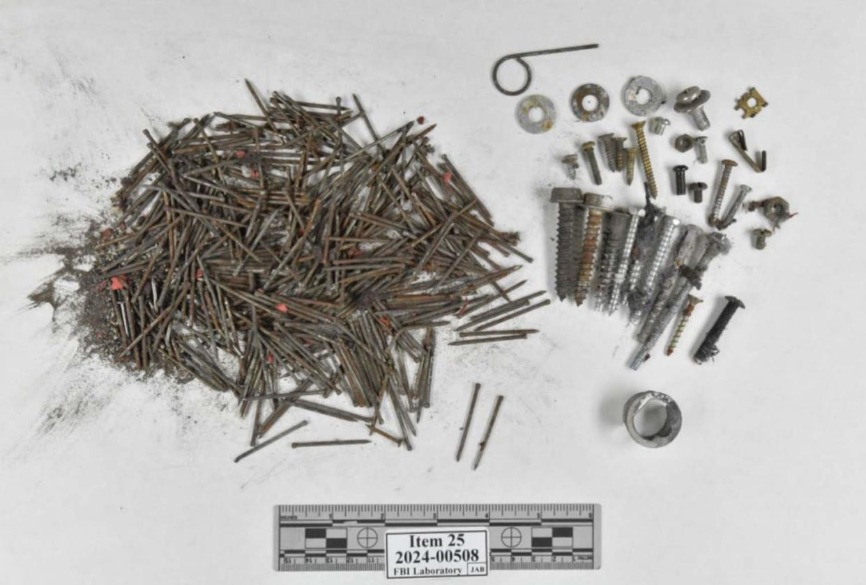 The explosive device included nails and other shrapnel. (FBI)