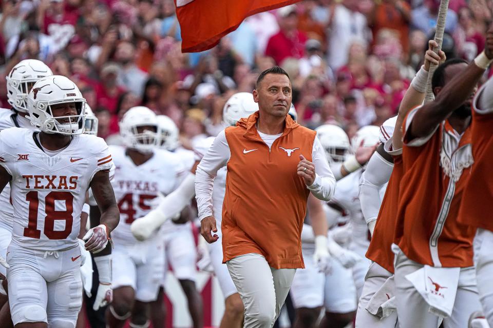 Texas coach Steve Sarkisian must navigate even higher expectations after he led the Longhorns to a 34-24 upset of Alabama in Tuscaloosa Saturday. The 2-0 Horns host Wyoming Saturday.