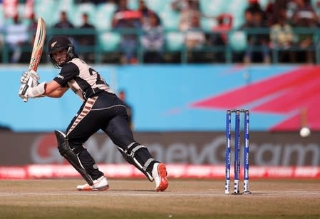 Cricket - Australia v New Zealand - World Twenty20 cricket tournament - Dharamsala, India, 18/03/2016. New Zealand's captain Kane Williamson watches the ball after playing a shot. REUTERS/Adnan Abidi