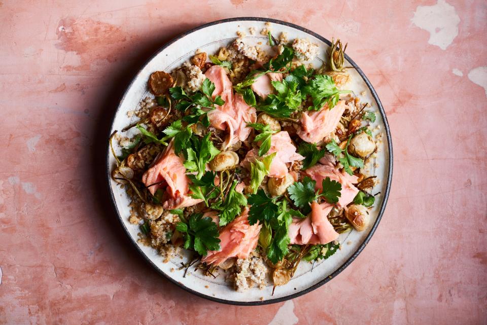 Roasted Salmon with Celery and Bulgur Salad