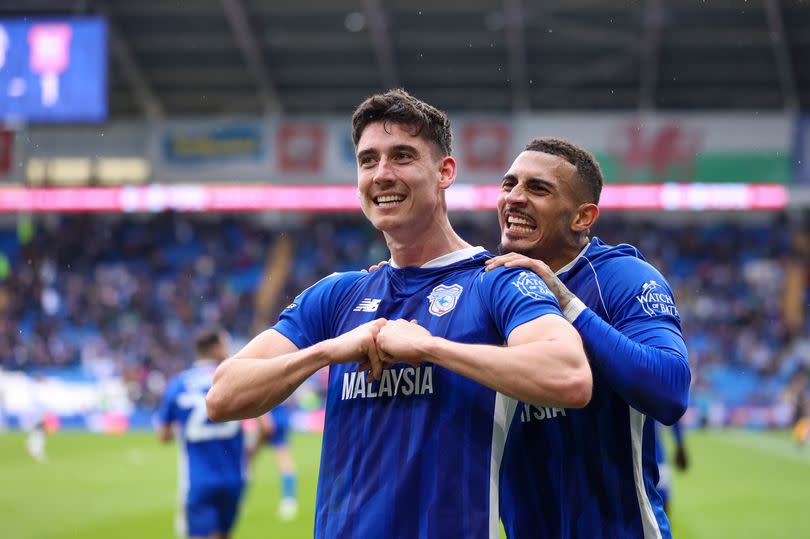 Callum O'Dowda celebrates scoring the wining goal for Cardiff City against Ipswich Town -Credit:Getty Images