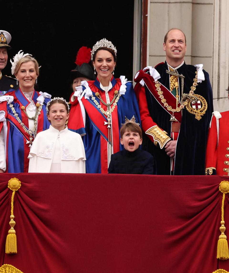 <div class="inline-image__caption"><p>Britain's Prince William, Catherine, Princess of Wales, and their children Princess Charlotte and Prince Louis stand on the balcony of Buckingham Palace.</p></div> <div class="inline-image__credit">Marc Aspland/Pool via REUTERS</div>