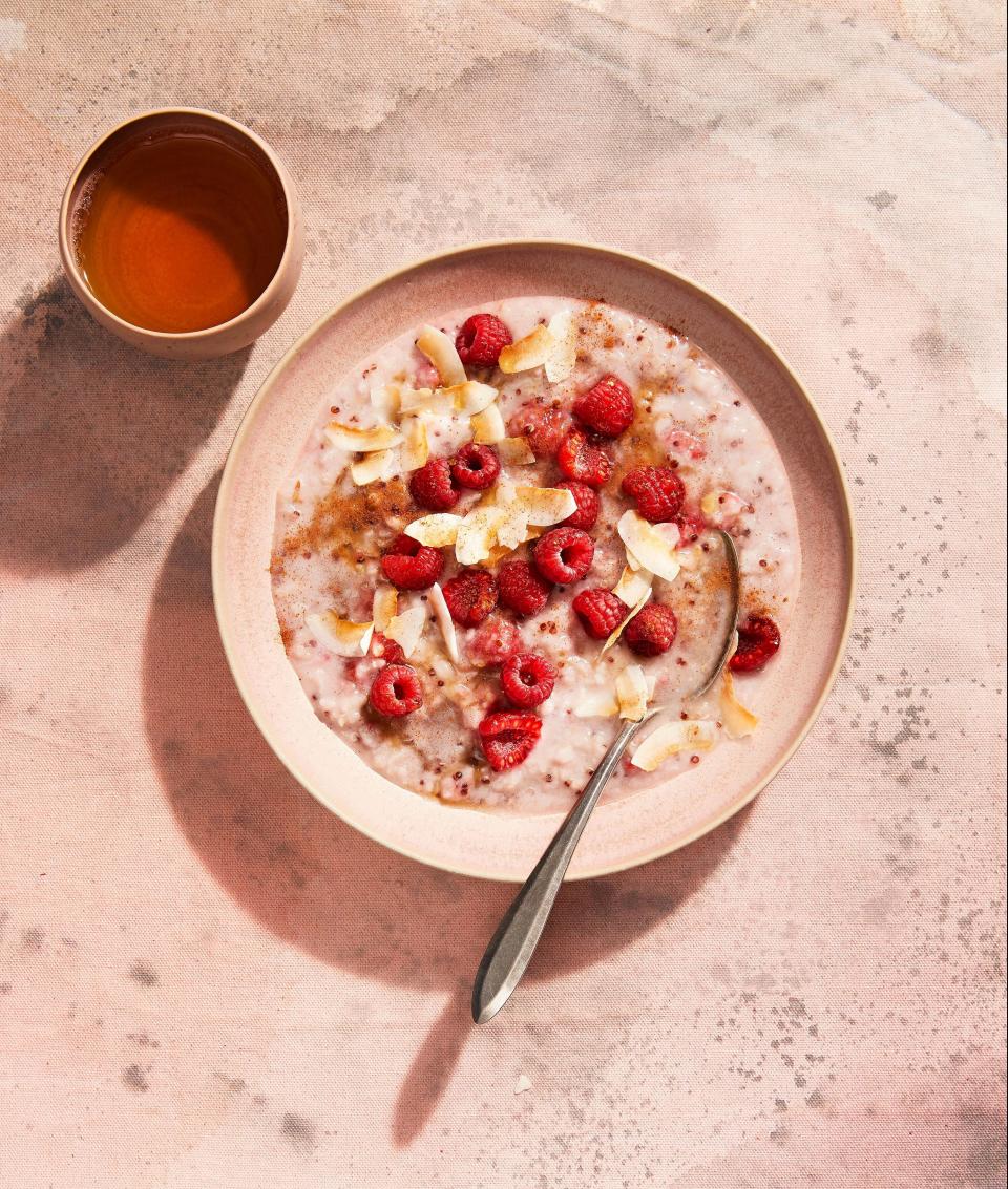 coconut raspberry breakfast pudding