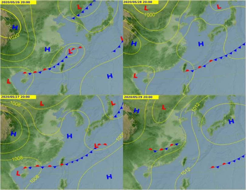 鋒面報到，全台再濕4天。（圖／中央氣象局）