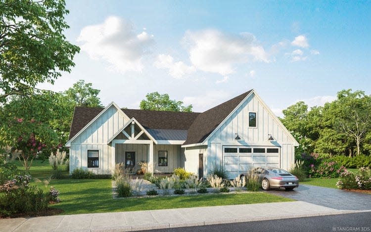 Ledgestone, one of JHR Development's designs for its new single-family units being built at Woodstone, the new neighborhood on the former Mary McIntire Davis property.
