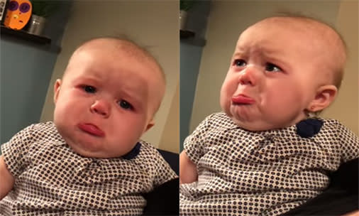 Watch the adorable clip of this little girl who's left in tears every time her parents kiss