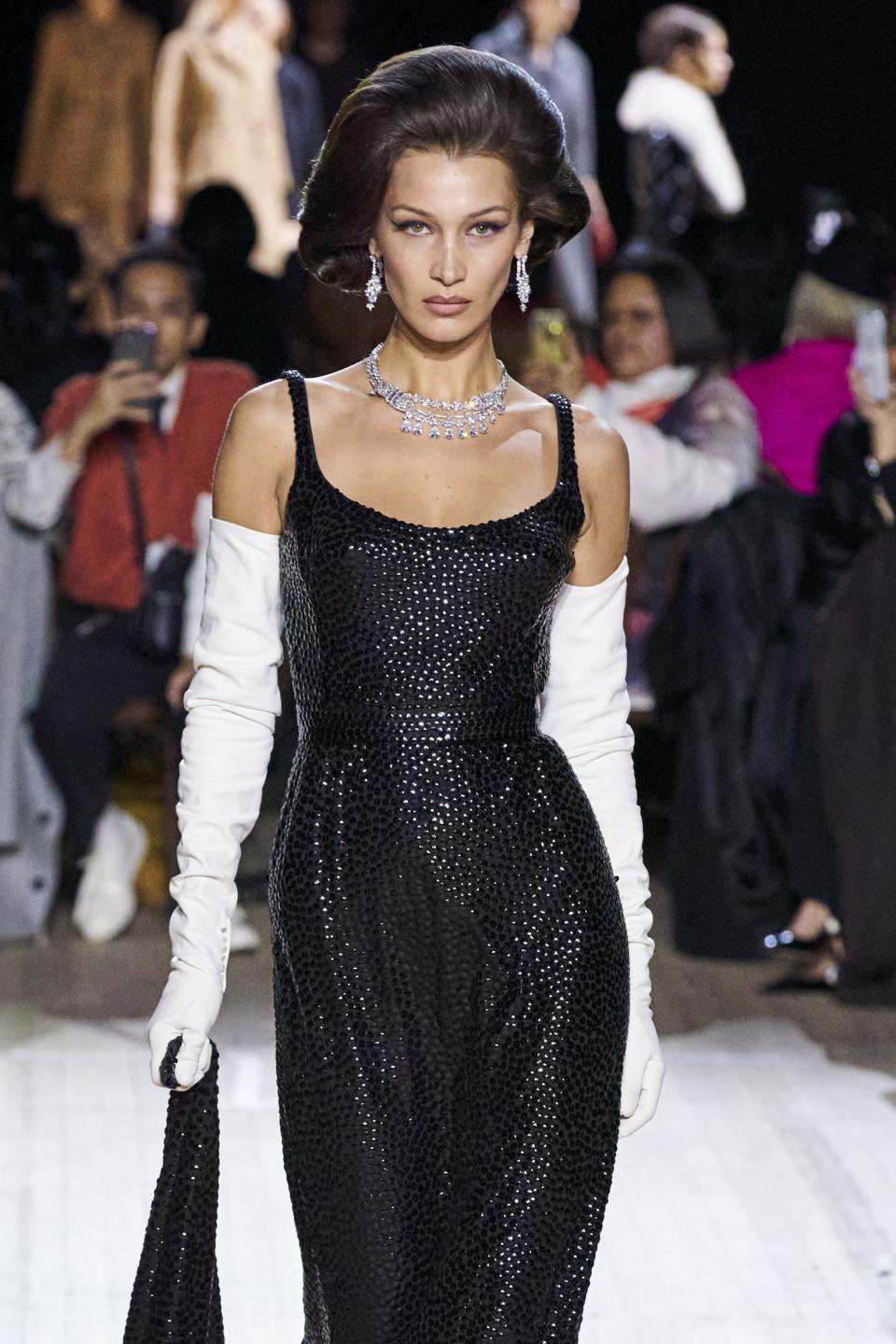 Bella Hadid walks the Marc Jacobs runway during New York Fashion Week in February 2020 (IMAXtree)