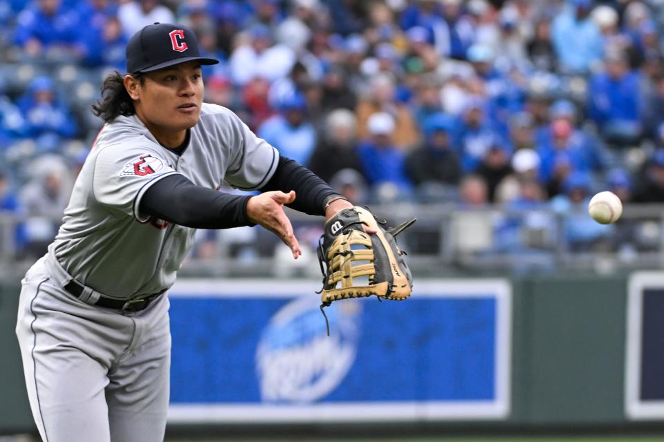 Guardians infielder Yu Chang started the season with a starting role but has taken a backseat to the hot-hitting Owen Miller. [Reed Hoffman/Associated Press]